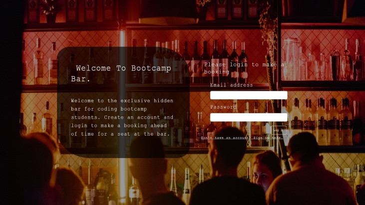 Bootcamp bar homepage